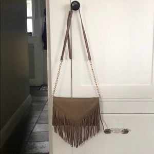 Beige fringe purse
